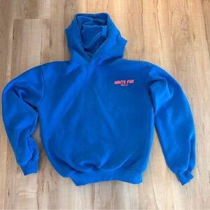 White Fox Boutique Bright Blue Hoodie with Pink Logo